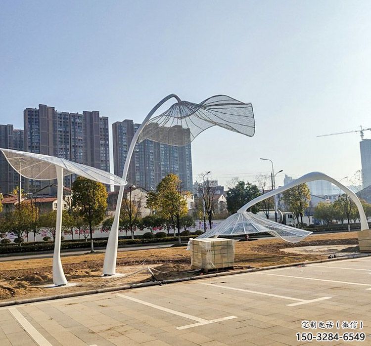 花型廊架雕塑，不锈钢景观廊架雕塑小品