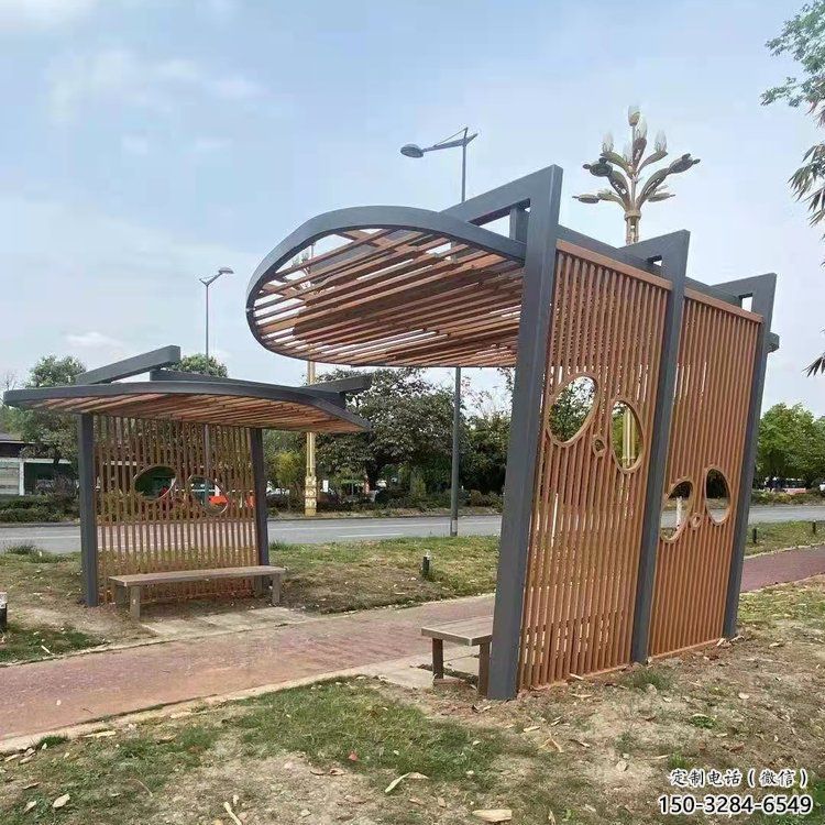 镂空设计廊架，不锈钢管结构组合雕塑