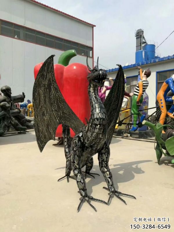 金属恐龙雕塑制作，城市装饰，铁艺恐龙雕塑标准