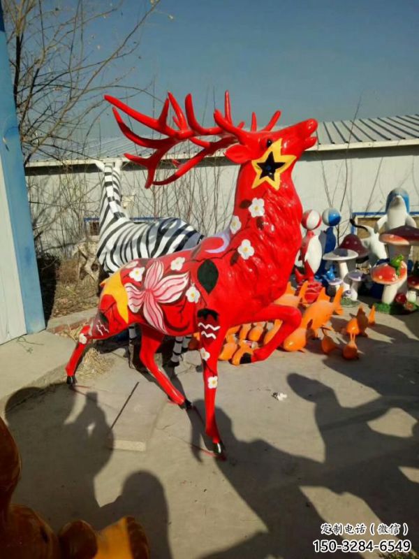 梅花鹿方案精品，景观雕塑，玻璃钢梅花鹿雕塑生产商