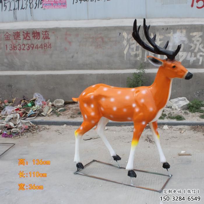 仿真小鹿雕塑，彩绘工艺，玻璃钢动物雕塑厂家