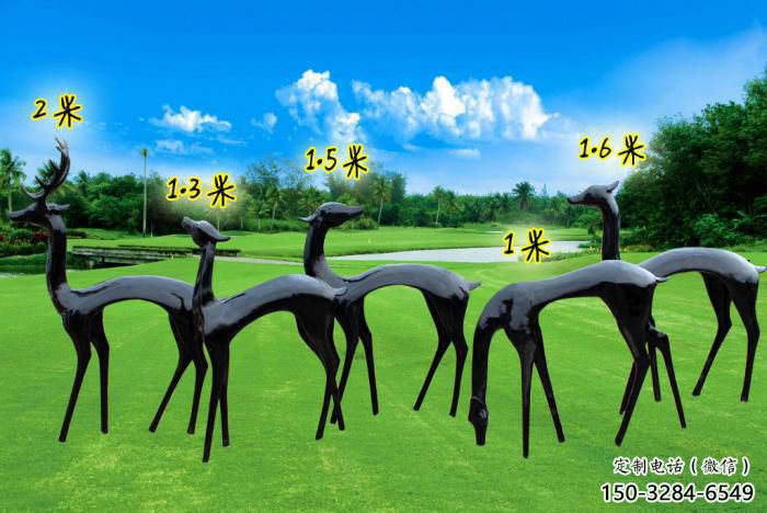抽象小鹿雕塑专供，美陈雕塑，仿铜小鹿雕塑预定