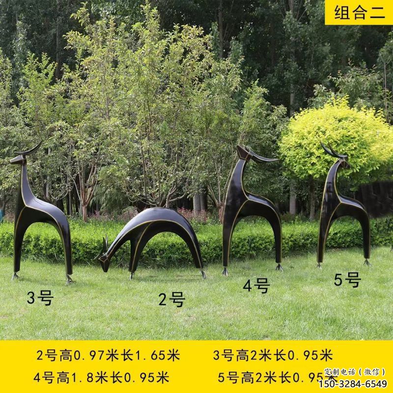 小鹿雕塑批发，几何动物雕塑，抽象小鹿雕塑标准