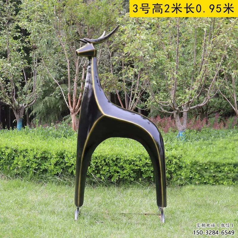 小鹿方案供应，圆雕体系，抽象小鹿雕塑制作