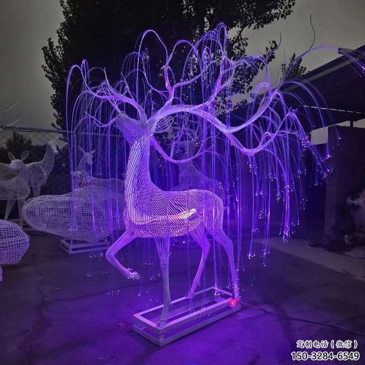 梅花鹿雕塑优选，陆地摆件，灯光艺术梅花鹿雕塑供应