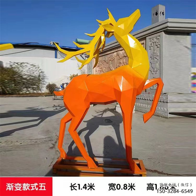 景观小鹿雕塑承接，景区案例，公园烤漆小鹿雕塑定制