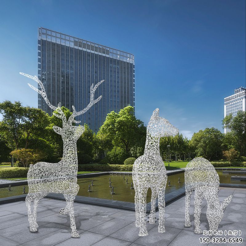 梅花鹿雕塑常用，景观概念，镂空梅花鹿雕塑展品