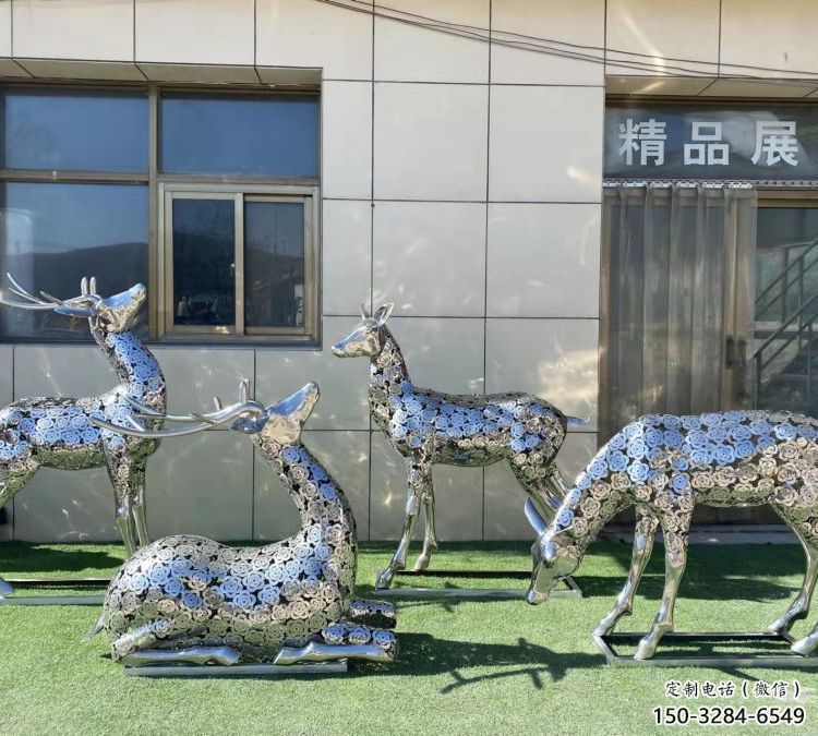 小鹿雕塑供需，标识雕塑，景观镂空小鹿雕塑制造商