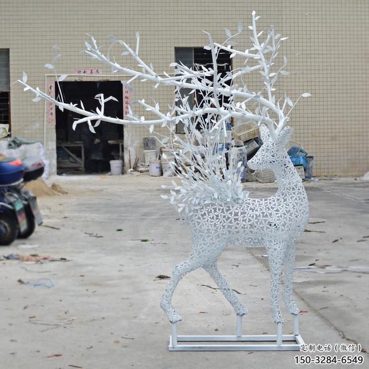 花园梅花鹿雕塑批发，标识雕塑，展示镂空梅花鹿雕塑