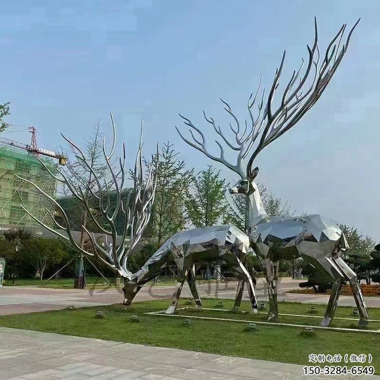 景观小鹿雕塑选用，美陈雕塑，抽象切面小鹿雕塑标准