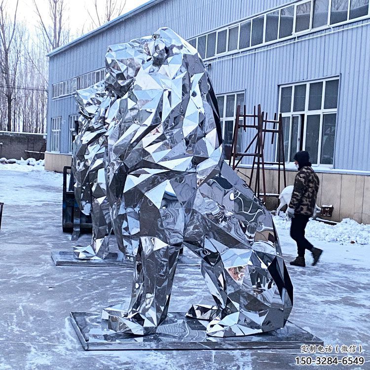 镜面狮子雕塑通用，动物小品，广场不锈钢狮子雕塑优价