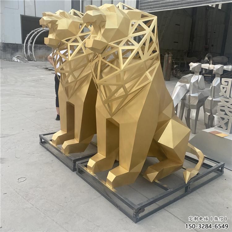 广场狮子雕塑批发，动物系列，不锈钢狮子雕塑制作