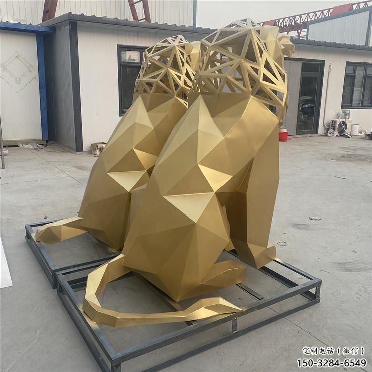 景观狮子雕塑制造，欧式风格，不锈钢狮子雕塑定价