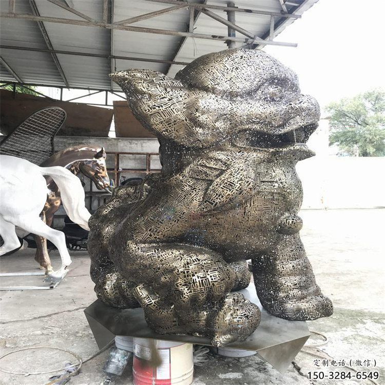 景观狮子雕塑选定，美陈雕塑，镂空钢丝狮子雕塑优选