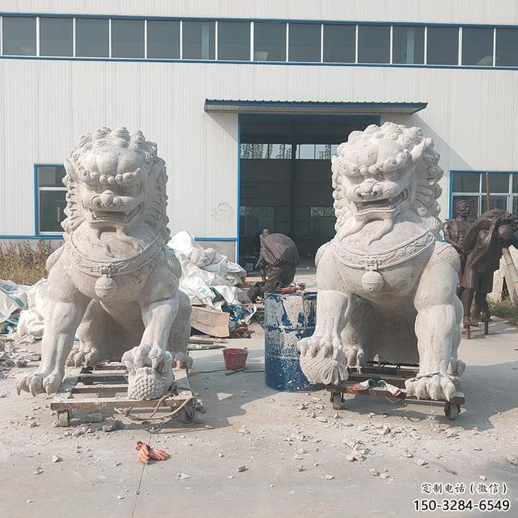 狮子雕塑供给，中式工艺，蹲狮雕塑精品磨具