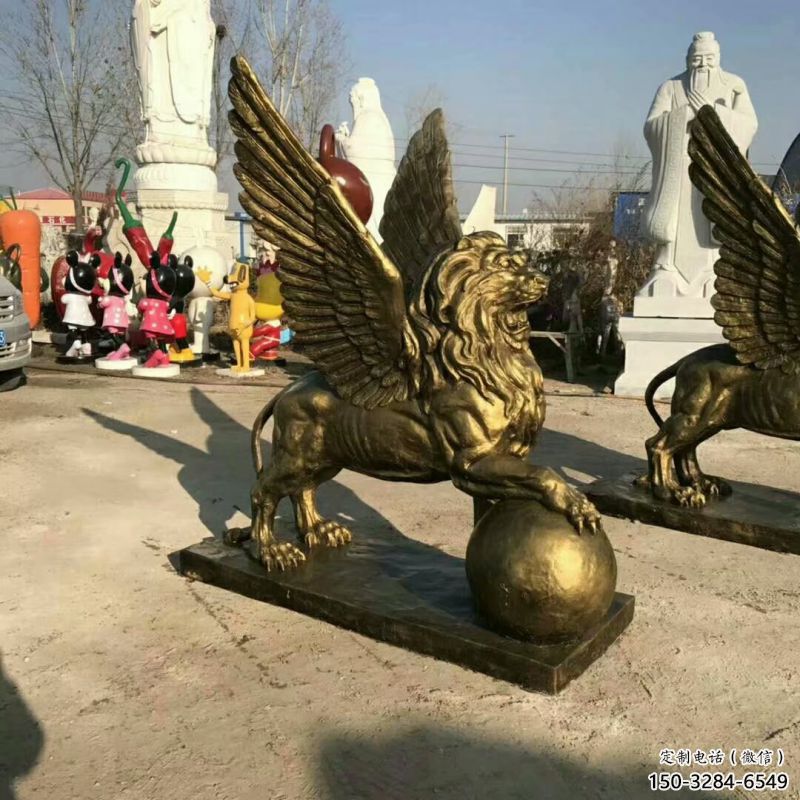 纪念狮子雕塑生产，广场雕塑，飞狮雕塑展品