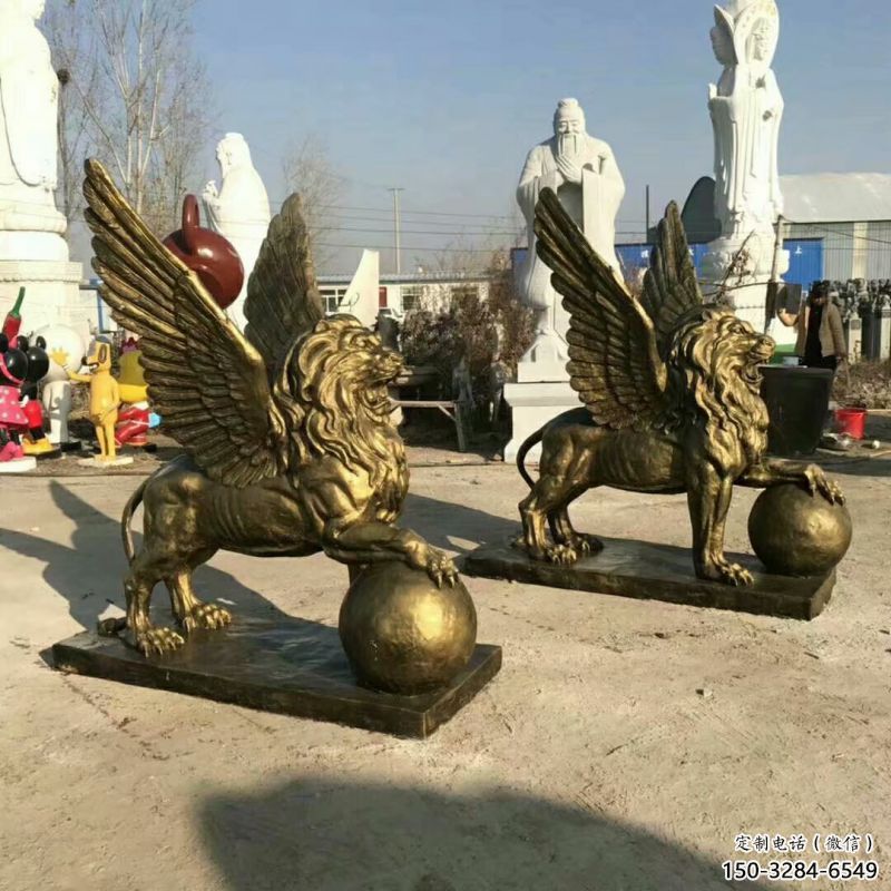景观狮子雕塑选用，美陈雕塑，飞狮雕塑展示专供