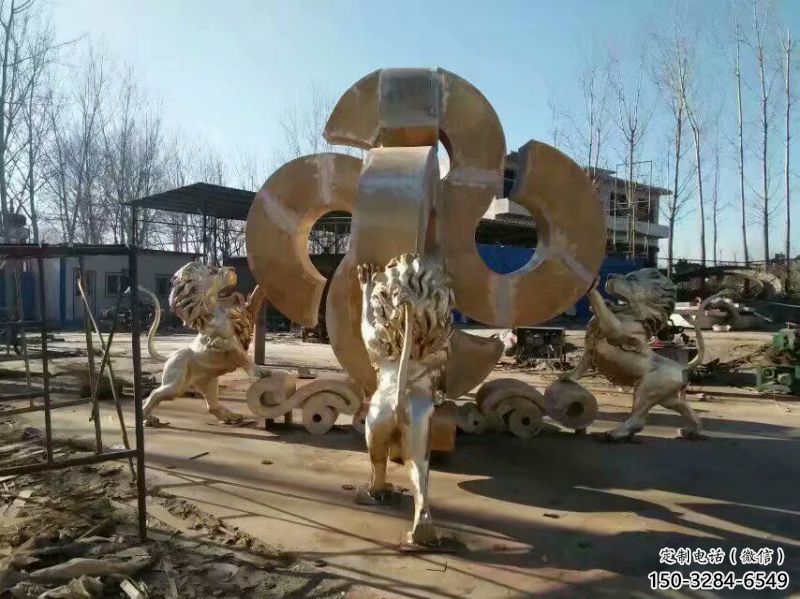 黄铜狮子雕塑承接，景观雕塑，走狮雕塑供应