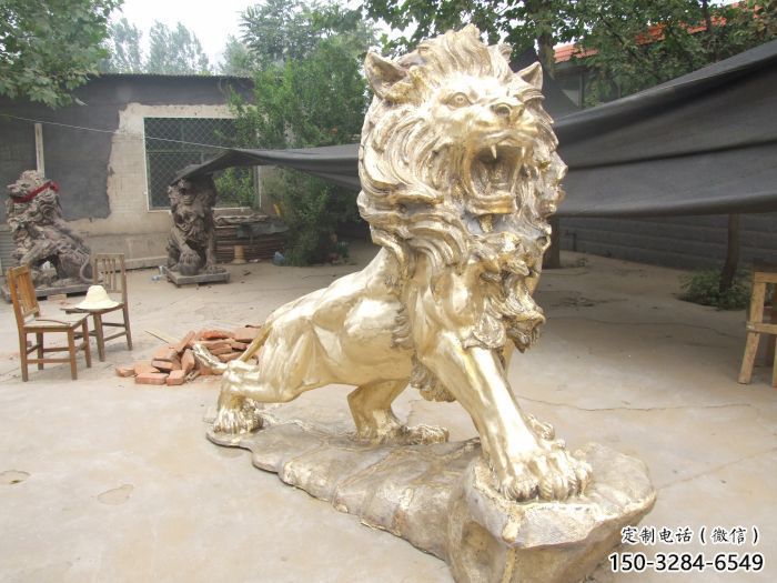景区狮子雕塑观赏型，公园小品，景观走狮雕塑生产商