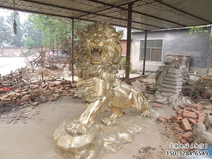 门口狮子雕塑点击，地标动物摆件，走狮雕塑承接