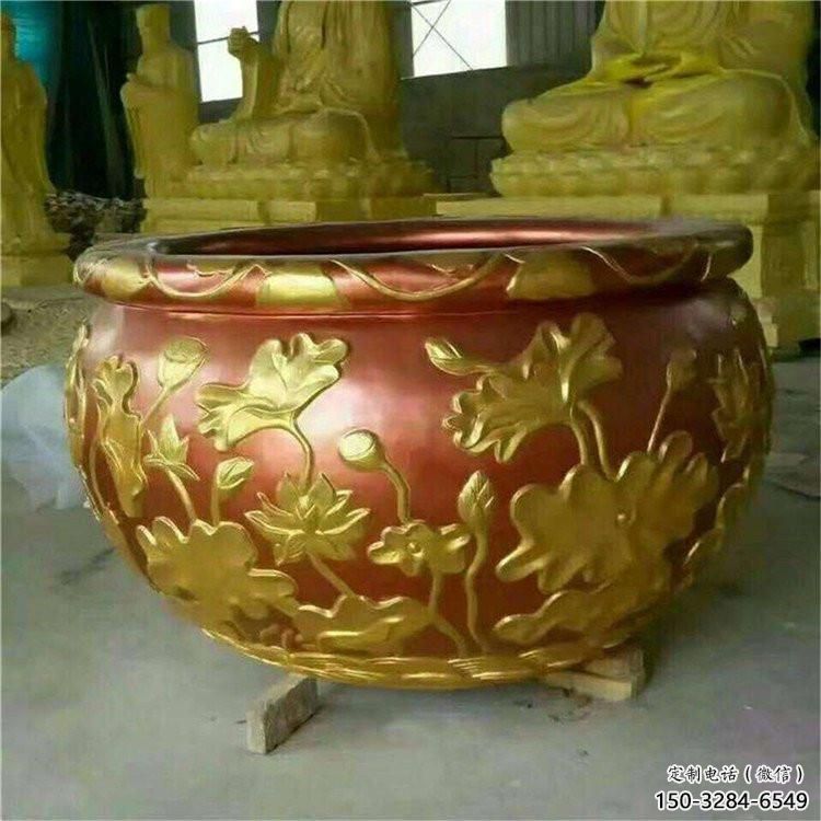荷叶图铜缸雕塑