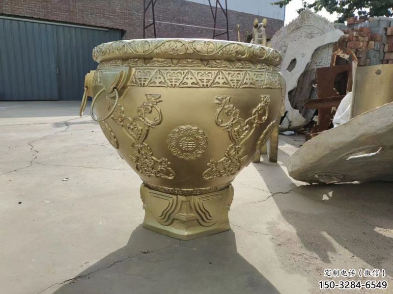 黄铜吉祥铜缸雕塑制作 黄铜吉祥铜缸雕塑制作