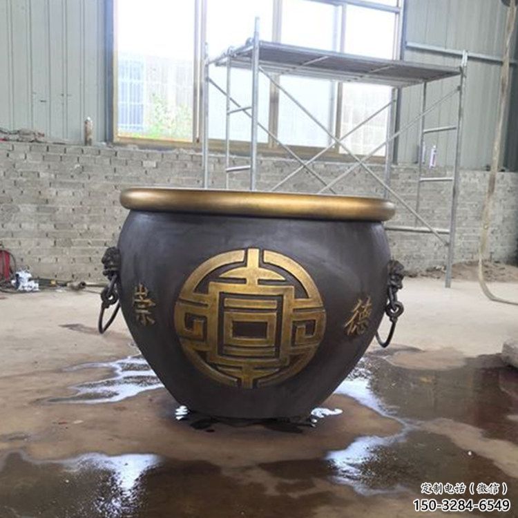 古法宣传青铜缸雕塑 古法宣传青铜缸雕塑