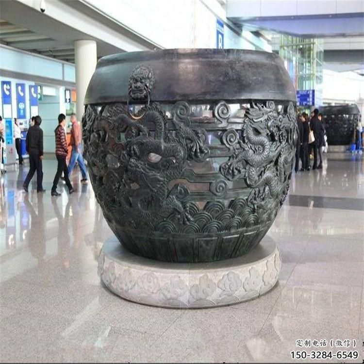 吉祥龙青铜缸雕塑