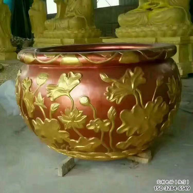 鎏金青铜缸雕塑 鎏金青铜缸雕塑