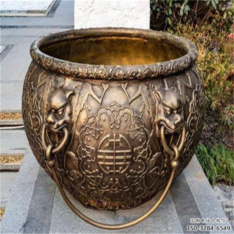 仿古紫铜缸雕塑 仿古紫铜缸雕塑