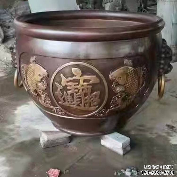 紫铜缸雕塑-金鱼图造型铜雕塑 紫铜缸雕塑-金鱼图造型铜雕塑