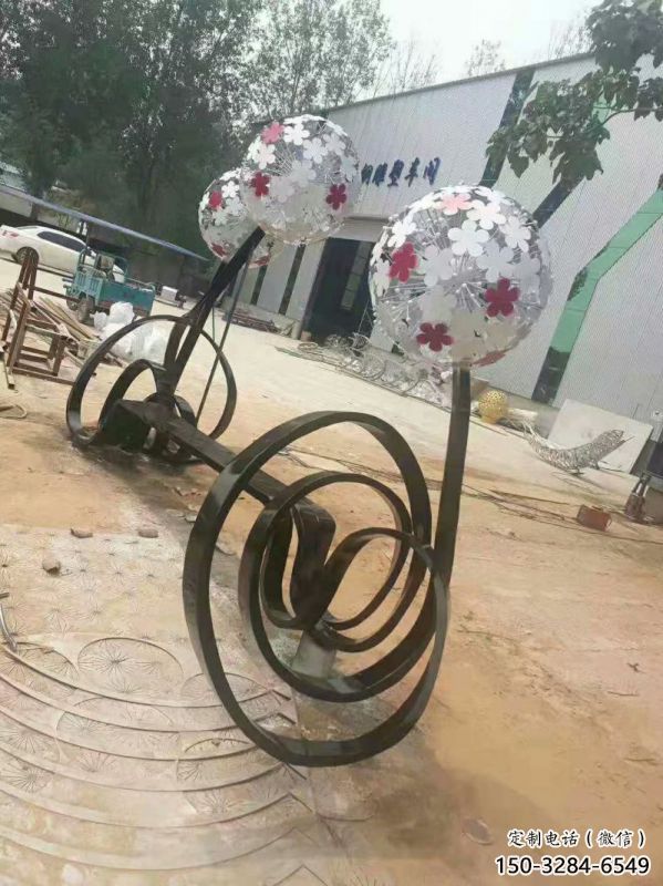 蒲公英坐凳雕塑厂家，烤漆工艺，广场艺术摆件