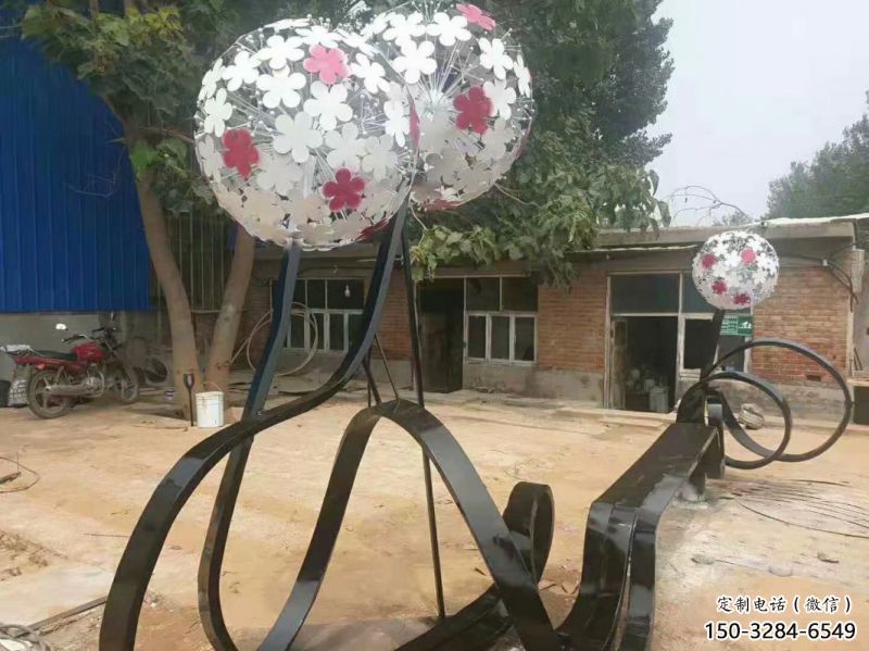 蒲公英坐凳雕塑制作，几何原理方案，烤漆坐凳雕塑