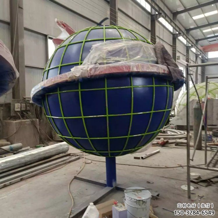 地球雕塑标准，烤漆工艺，不锈钢地球雕塑精品