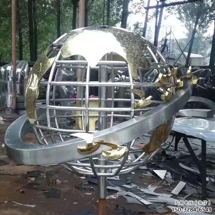 地球仪雕塑展品，彩钢制作，镜面地球仪雕塑厂家精品