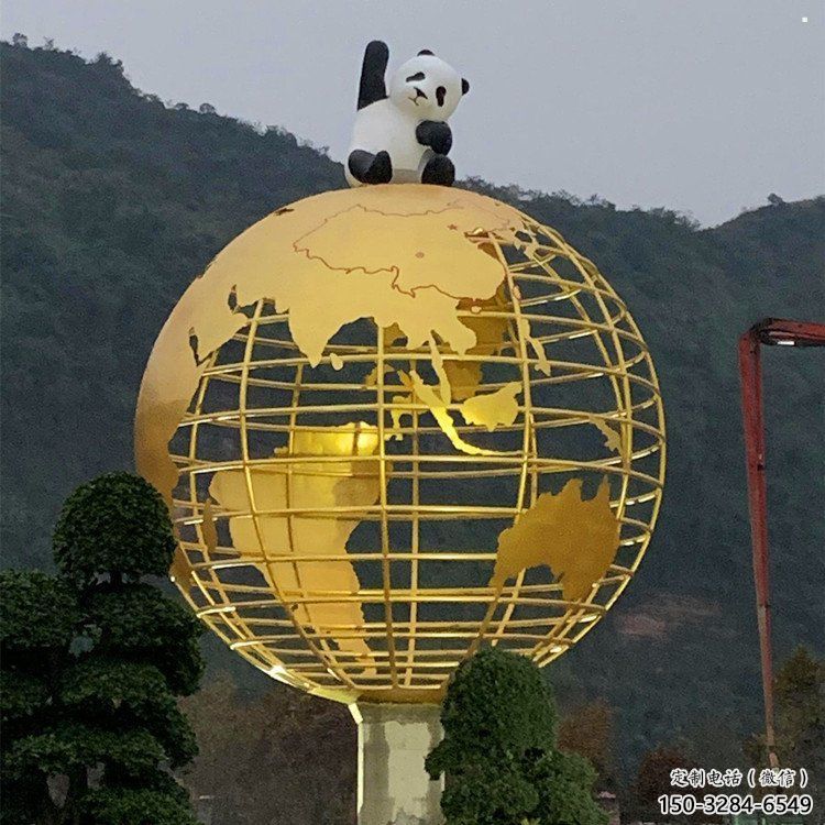 地球仪雕塑常用，钢管组合，景观烤漆地球仪雕塑生产