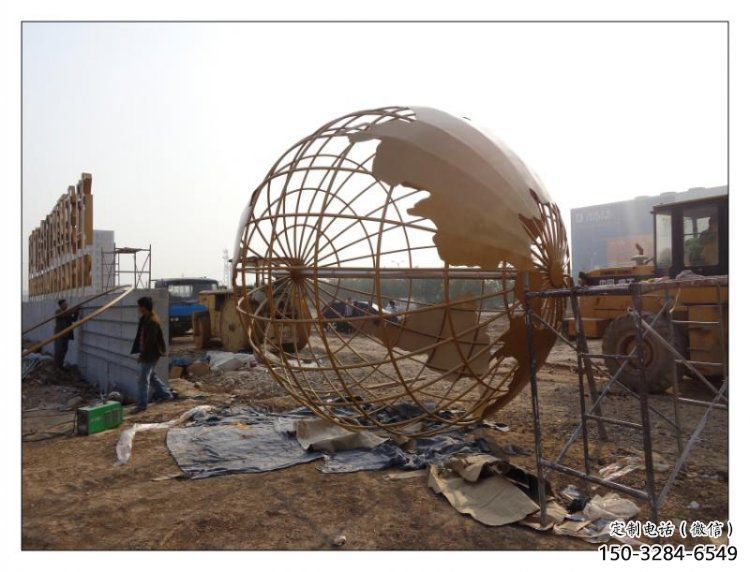 地球仪雕塑工程选用，美陈雕塑，烤漆地球仪雕塑制造商