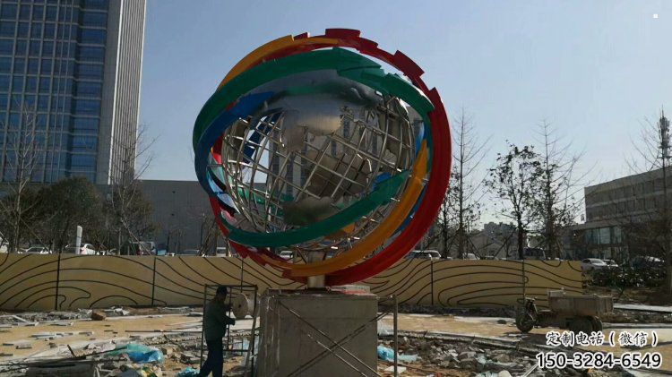 地球仪雕塑选用，多彩艺术，镂空现代地球仪雕塑展品