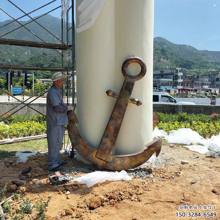 彩绘船锚雕塑 彩绘船锚雕塑