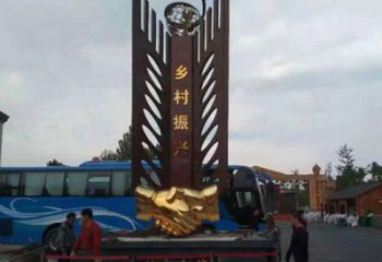 艺术类握手美陈雕塑，不锈钢材质构件