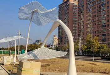 花伞廊架雕塑，不锈钢廊架花雕塑