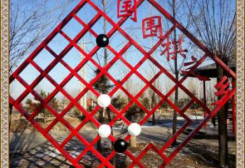 围棋宣传栏雕塑，镂空结构不锈钢雕塑