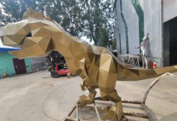 景观恐龙雕塑供应，公园雕塑，金属几何恐龙雕塑制作