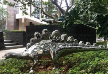 景观恐龙雕塑厂家，抛光工艺，镜面恐龙雕塑承接