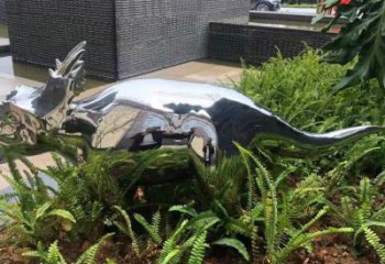 艺术恐龙雕塑观赏型，街景小品，镜面恐龙雕塑主题常用