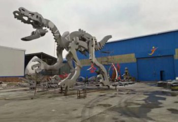 地产恐龙雕塑定做，城区小品，景观恐龙骨架雕塑定价