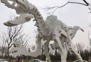镂空恐龙雕塑展品，金属制作，恐龙骨架雕塑精品