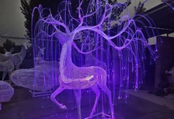 梅花鹿雕塑优选，陆地摆件，灯光艺术梅花鹿雕塑供应