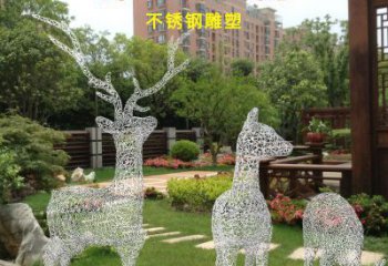 抽象梅花鹿雕塑展品，小区雕塑，镂空梅花鹿雕塑制作