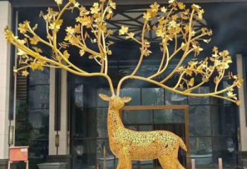 公共梅花鹿雕塑订做，城市装饰，庭院镂空梅花鹿雕塑展品